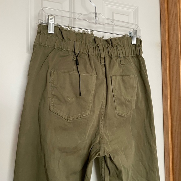 Hudson Remi High Rise Paper Bag Straight Jeans Size 27 Olive Green - Picture 8 of 12